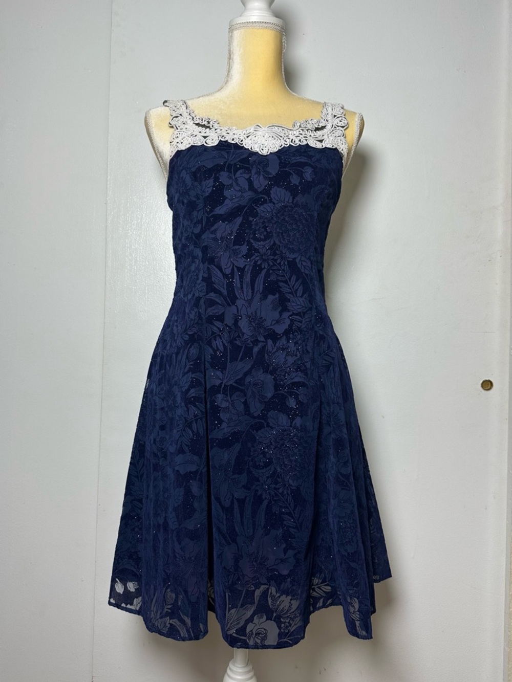 Vintage Jump Apparel Co. Sheer Glitter Floral
Mini Dress (7/8)